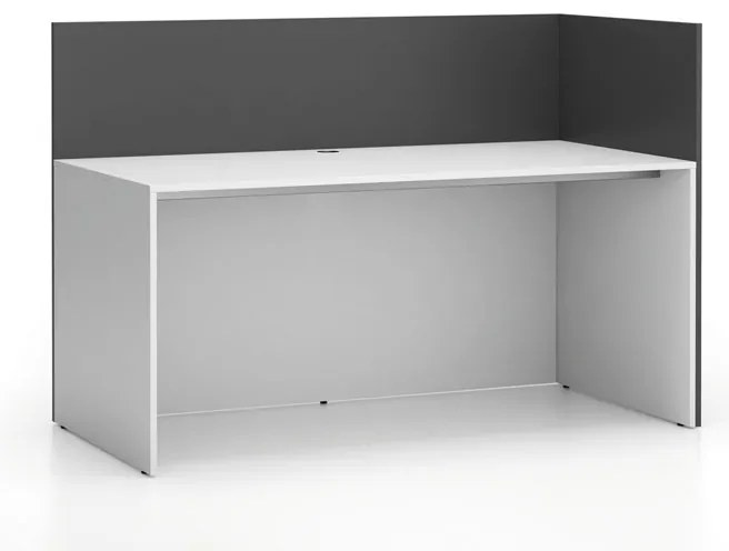 PLAN Kancelárska zostava single s paravánom SEGMENT, pravá, biela/grafit