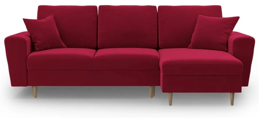 Červená zamatová rozkladacia/s úložným priestorom rohová pohovka Kyoto – Cosmopolitan Design