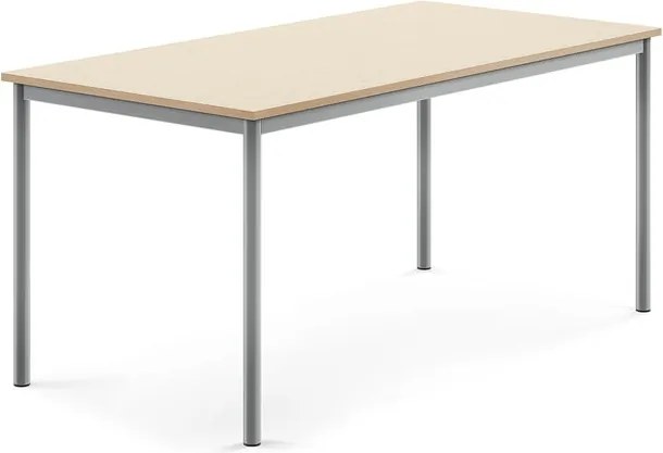 Stôl SONITUS, 1600x800x720 mm, HPL - breza, strieborná