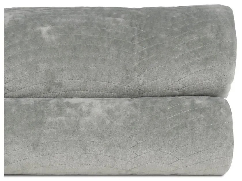 Sivozelený zamatový prešívaný pléd 180x260 cm – Ixia