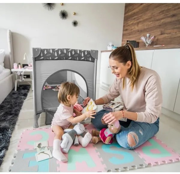 BabyOno - Cestovná postieľka BASIC sivá