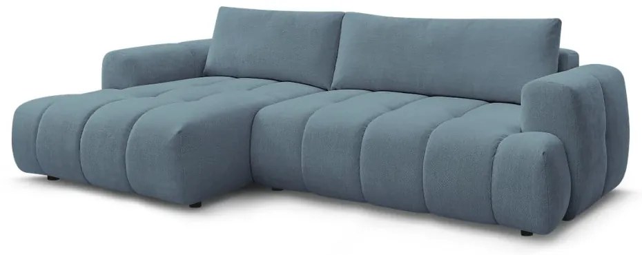 Modrá rozkladacia/s úložným priestorom rohová pohovka (ľavý roh/s leňoškou) Fuji – Bobochic Paris