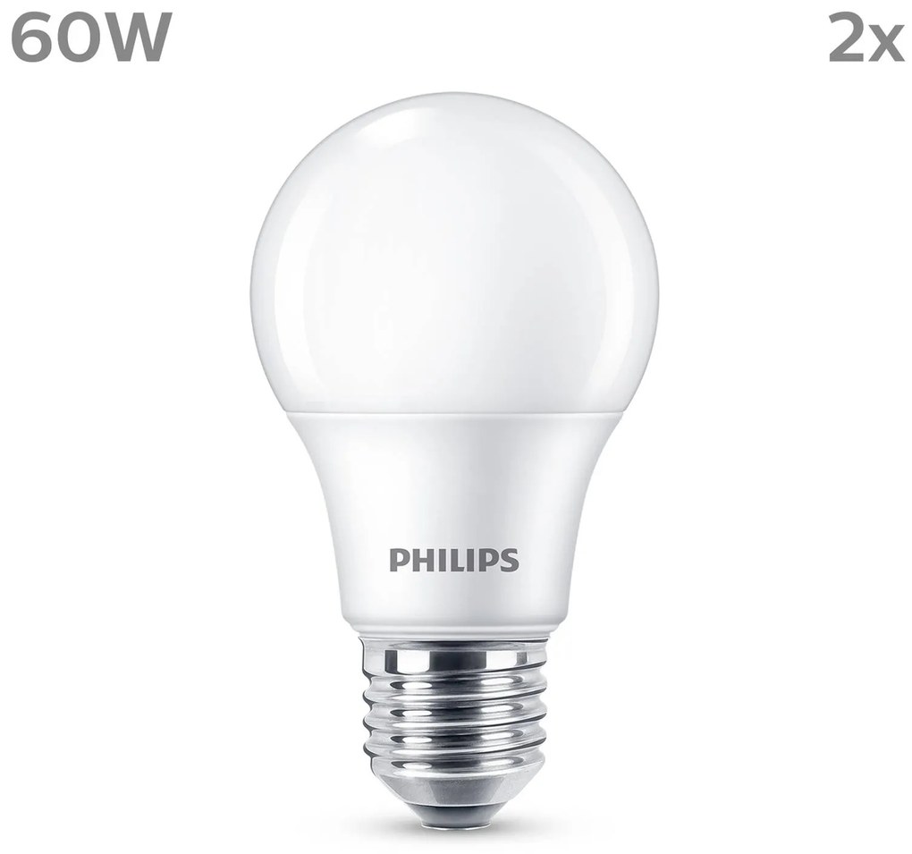 Philips LED E27 8W 806lm 2 700 K matná 2 ks