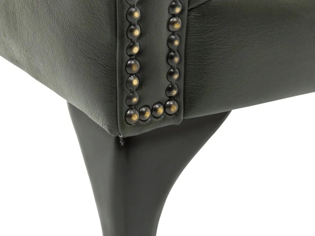 furniture-nabytek.cz - Masivní křeslo ušák Chesterfield Pittsfield z pravé kůže, zelené