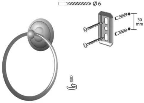 Erga Deco, prsteňový držiak na uterák, antická mosadz, ERG-00414