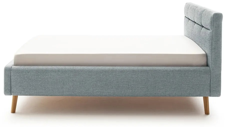 Sivomodrá čalúnená dvojlôžková posteľ s úložným priestorom s roštom 140x200 cm Lotte – Meise Möbel