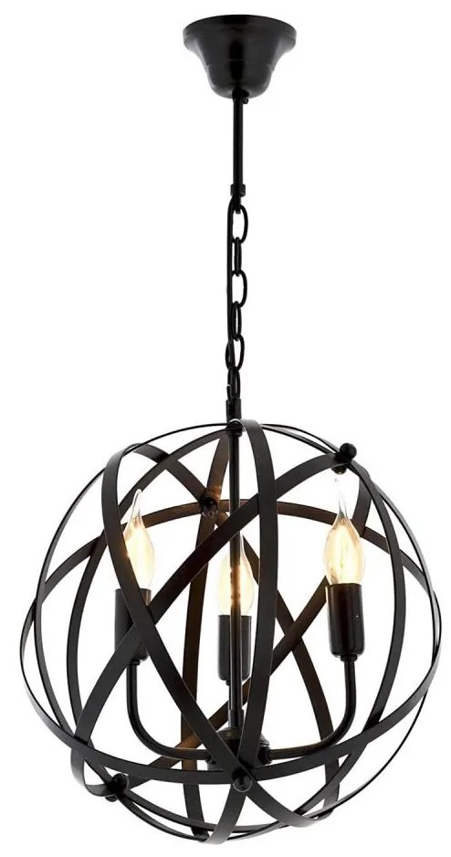 Luster na reťazi IRONBALL 3xE27/40W/230V čierny