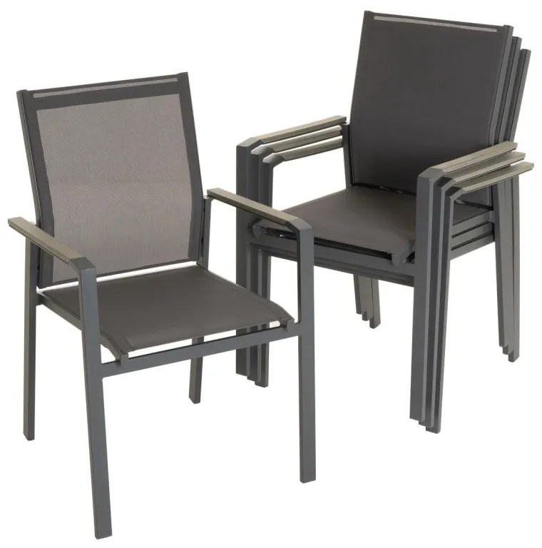 Sada záhradných stoličiek, sivá,90 x 56,5 x 59,5 cm,4ks