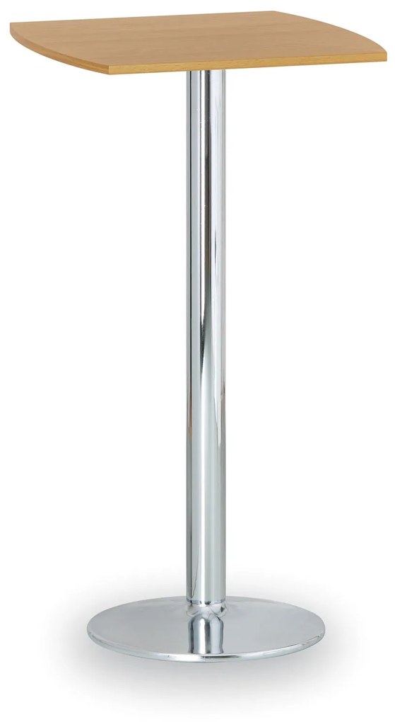 Koktailový stôl OLYMPO II, 660x660 mm, chrómovaná podnož, doska buk