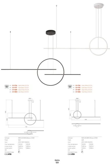 Redo 01-1734 - LED Stmievateľný luster na lanku GIOTTO LED/46W/230V biela