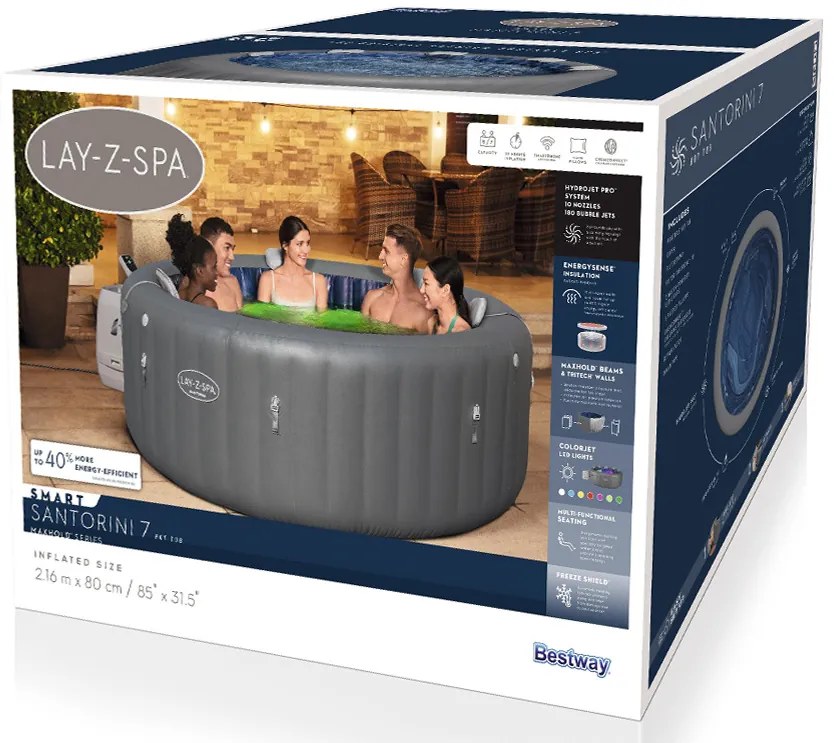 Vírivka Lay-Z-Spa SANTORINI PRO 7 LED hydromassage pre 5-7 osôb Bestway  6001T