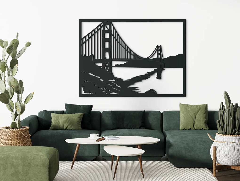 drevko Obraz Most Golden Gate, San Francisco Rozmer obrazu: 47,5 x 65 cm, Farba dekorácie: Čierna