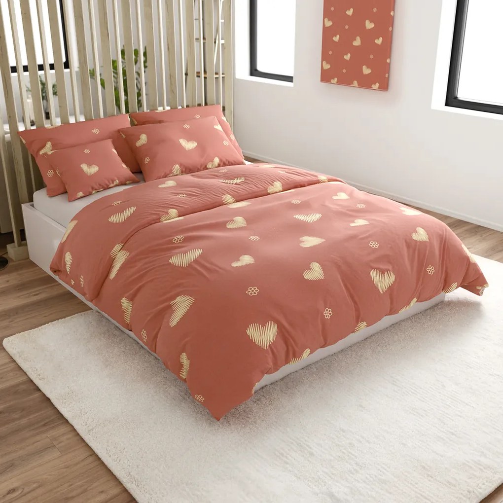 Obliečky z mikrovlákna ORANGE HEART, ružové Rozmer obliečky: 2 ks 70 x 90 cm | 200 x 220 cm