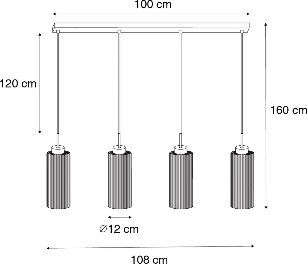 Inteligentné závesné svietidlo čierne s dymovým sklom 4-svetlá vrátane 4 Wifi ST64 - Laura
