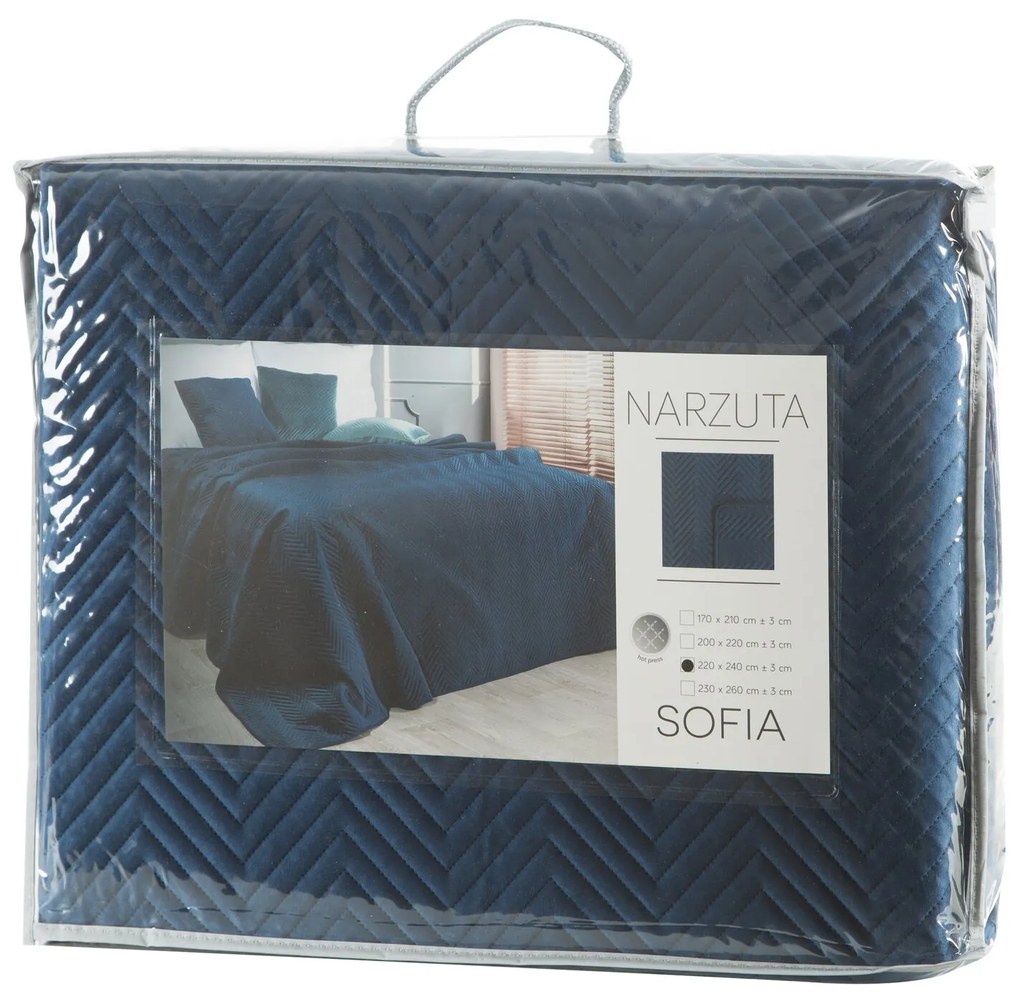 PREHOZ NA POSTEĽ SOFIA 230X260 CM NÁMORNÍCKÝ MODRÝ