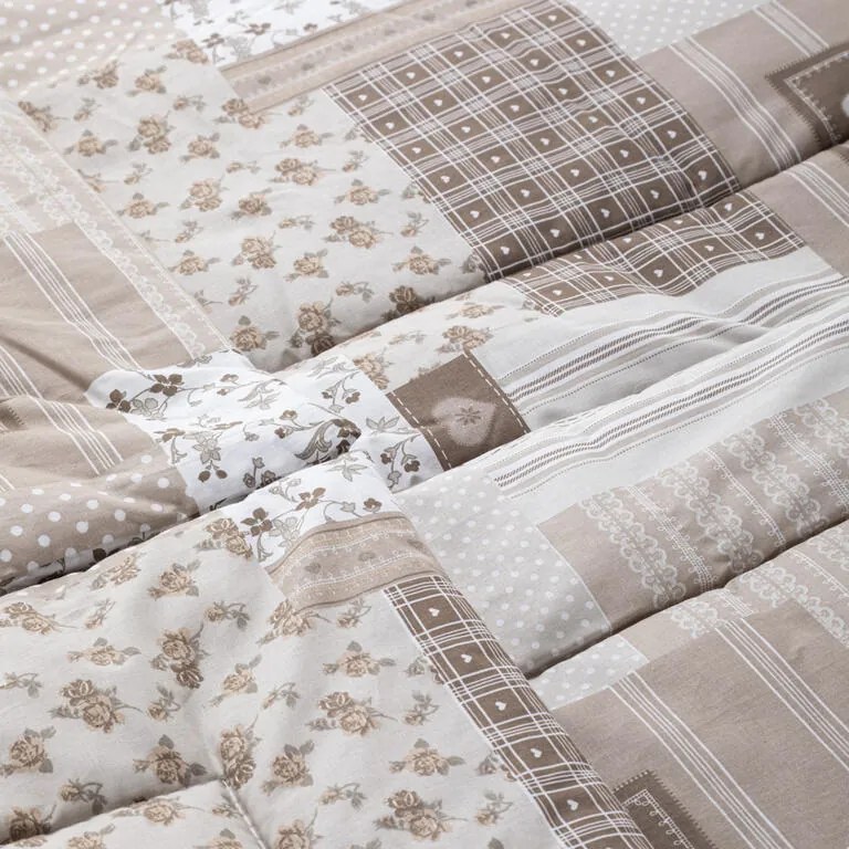 Letná sada periny a vankúša PATCHWORK, béžová
