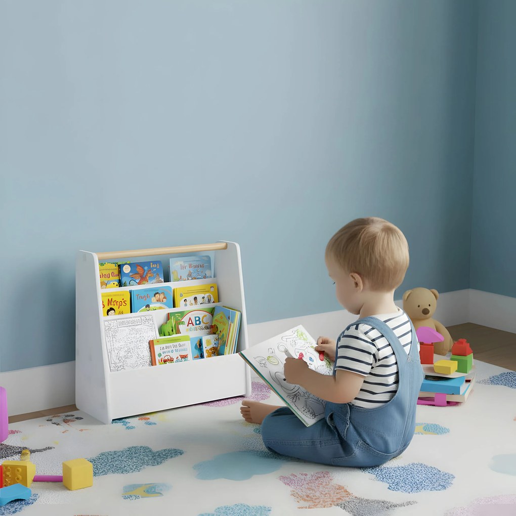 Montessori detský organizér na knihy 2 úrovne biely ECOTOYS