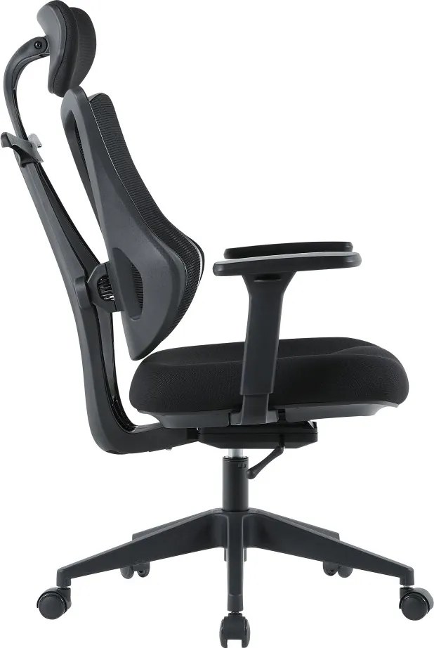 Kancelárska ergonomická stolička MORA — sieť / látka, čierna