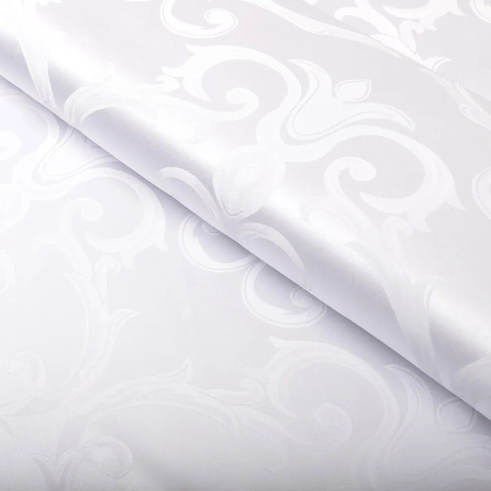 Biante Veľký dekoračný oválny obrus Monako PM-125 Veľký zámocký vzor biely 160x200 cm