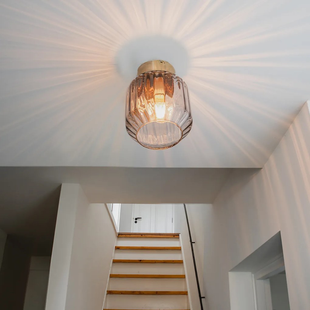 Inteligentné stropné svietidlo mosadzné s dymovým sklom vrátane Wifi A60 - Stiklo