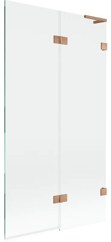 Mexen Lunar L, 2-krídlová vaňová zástena pravá 100 x 150 cm, číre sklo, medená matná, 897L-100-100-65-00-P