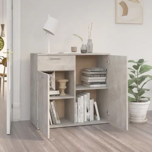 vidaXL Komoda betónová sivá 80x36x75 cm drevotrieska-