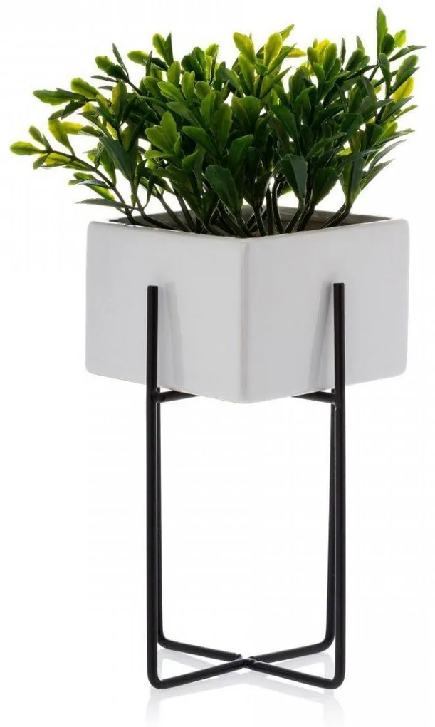 Kvetináč na stojane Mizu 21 cm biely/čierny