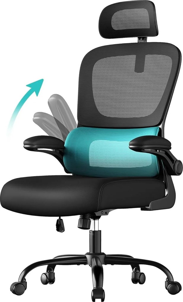 Ergonomická kancelárska stolička, sieťovaná, čierna