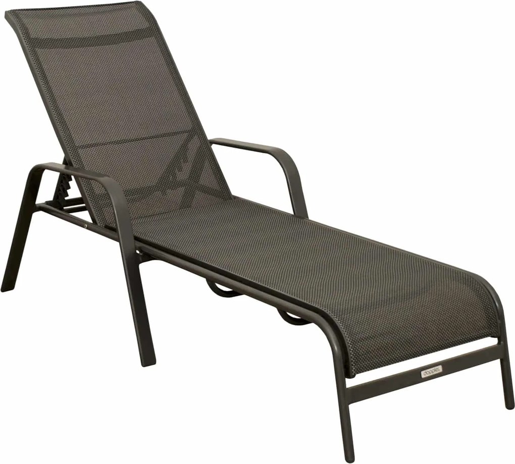 PESARO antracit káro - záhradné hliníkové ležadlo