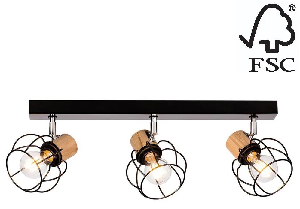 Spot-Light 26114304 - Stropné bodové svietidlo PHIPHI 3xE27/60W/230V dub SP0991