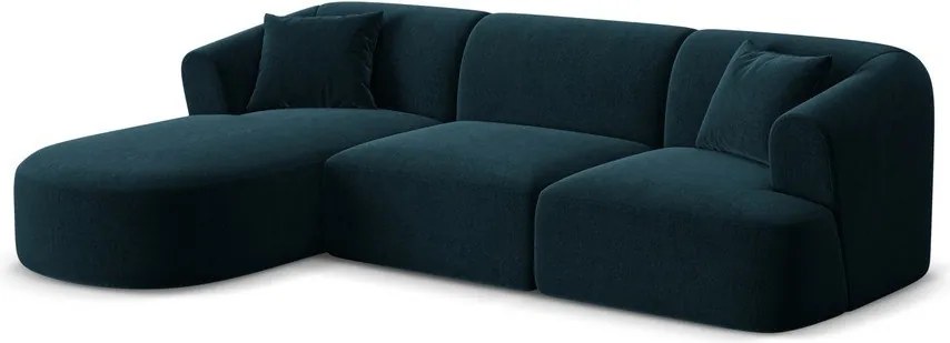 Zamatová rohová pohovka v petrolejovej farbe (ľavý roh/s leňoškou) Campi – Cosmopolitan Design