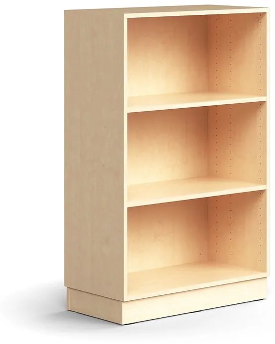 Knižnica QBUS, 2 police, so soklom, 1252x800x400 mm, breza