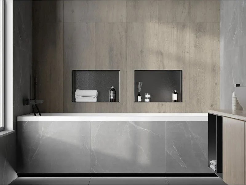 Mexen X-Wall-NR, polica na zapustenie bez príruby 45 x 30 cm, grafitová matná - 19E1453010