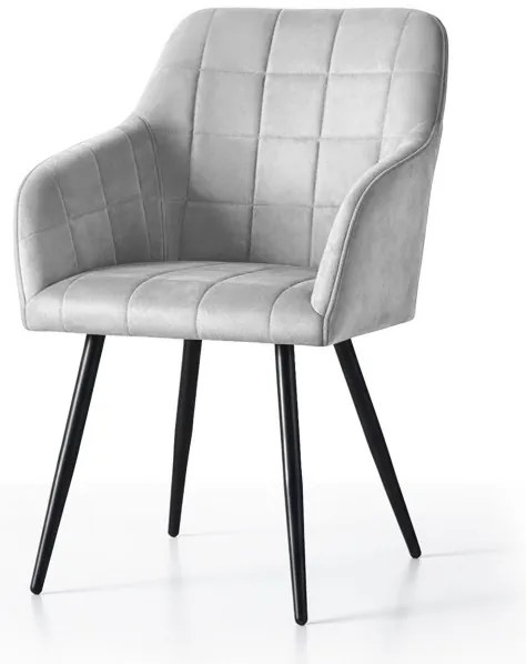 Sada dvoch jedálenských stoličiek LUXANO zamatové, sivé / čierne nohy (2 ks)