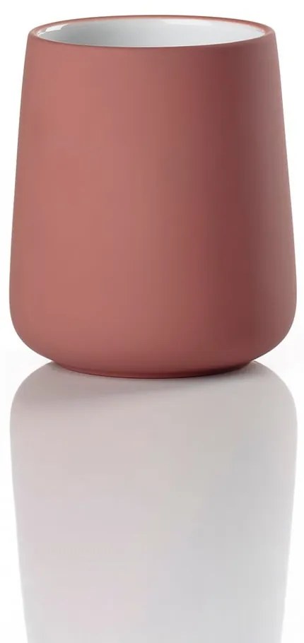 Svetločervený kameninový téglik na zubné kefky Nova – Zone