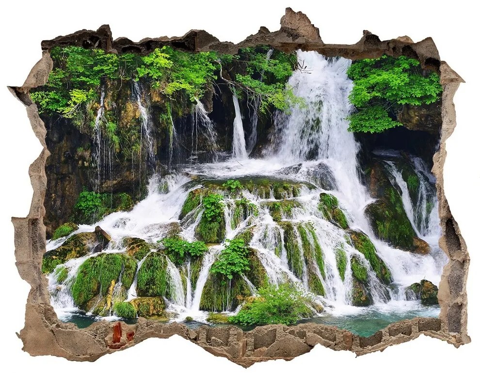 Nálepka fototapeta 3D Vodopád v horách nd-k-85137892
