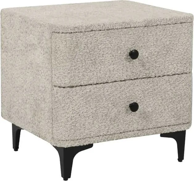 Čalúnený nočný stolík Amina buklé greige 45cm