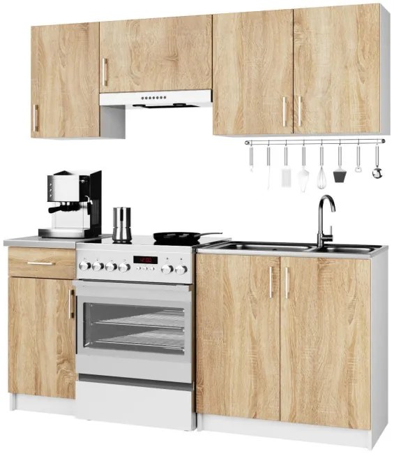 Kuchynská linka LIMA 1.8 m biela / dub sonoma