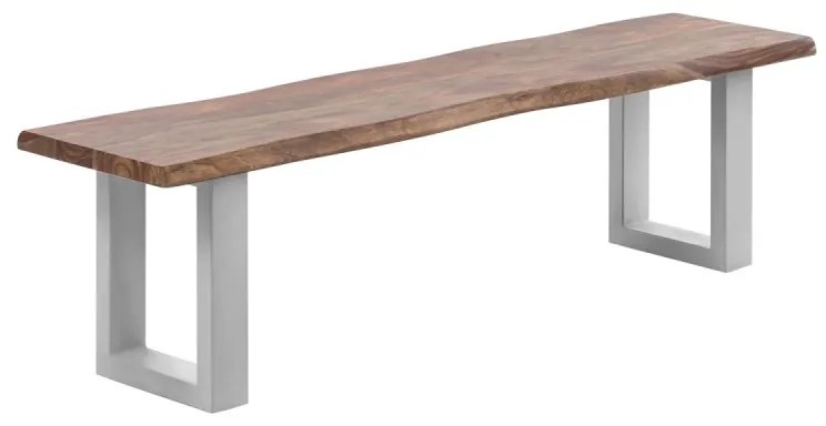 furniture-nabytek.cz - Dřevěná lavice Bullwer palisandr stříbrná 190x40