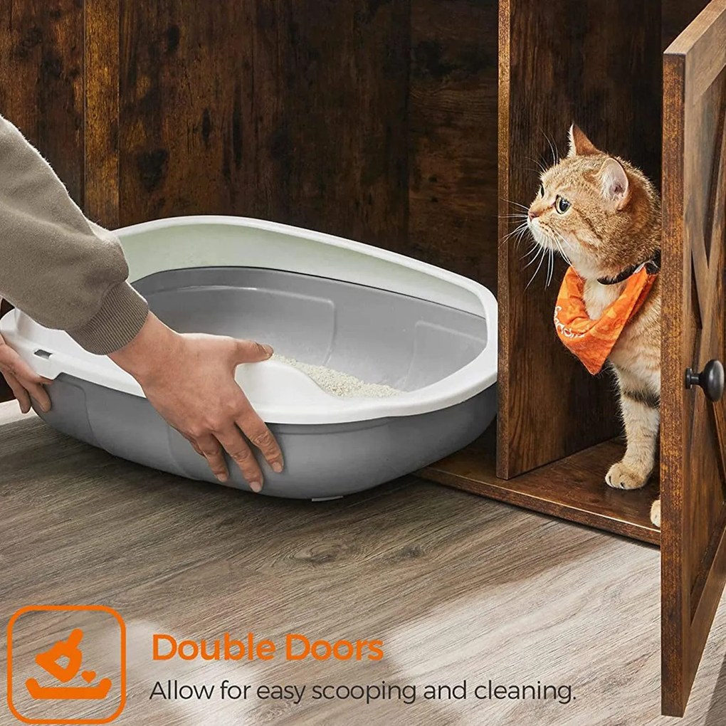 Skrinka na toaletu pre mačky, rustikálna hnedá