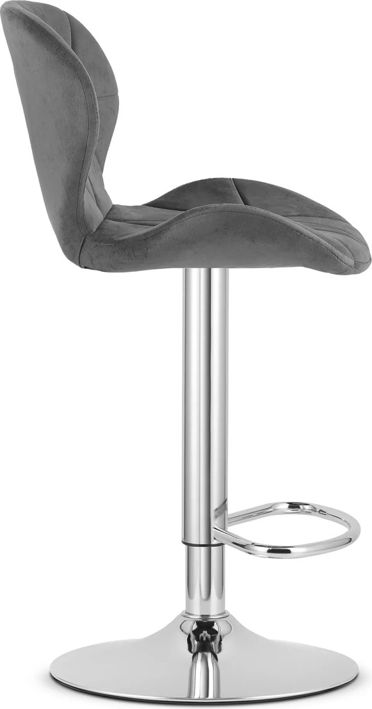 Sada 2 barových stoličiek WEST zamatová sivá / chrómová podnož
