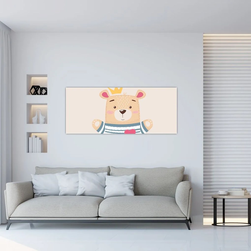 Obraz - Medvedík s korunkou (120x50 cm)