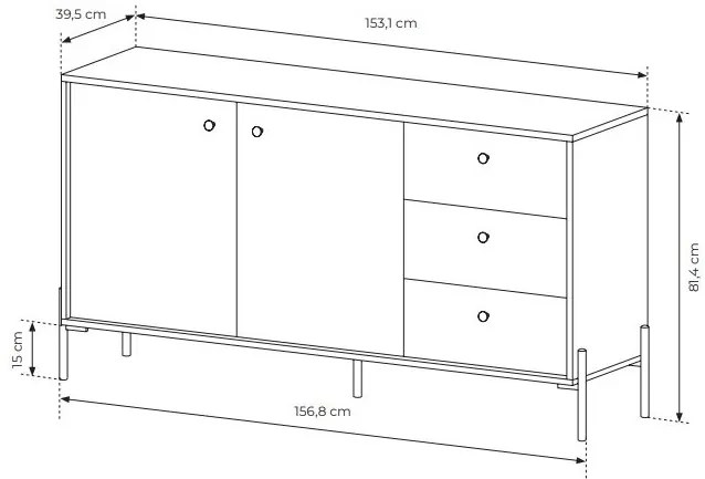 Komoda Scandia 2D3S (dub scandi + jedlička scandi). Vlastná spoľahlivá doprava až k Vám domov. 1071386