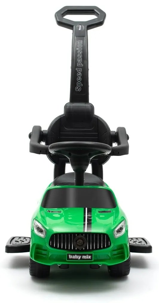 Detské odrážadlo so zvukom a vodiacou tyčou Baby Mix RACER zelené