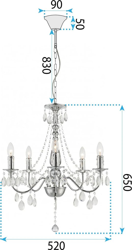 Toolight Toolight, stropné svietidlo 5xE14, EBT014-5CP, chróm, OSW-01249