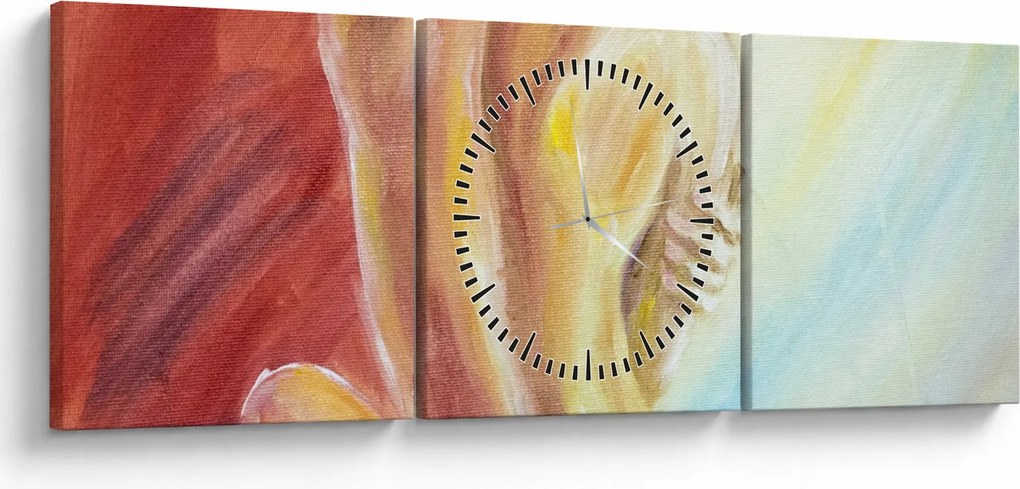 Obraz odpočívajúce ženy, olejomaľba (s hodinami) (90x30 cm)