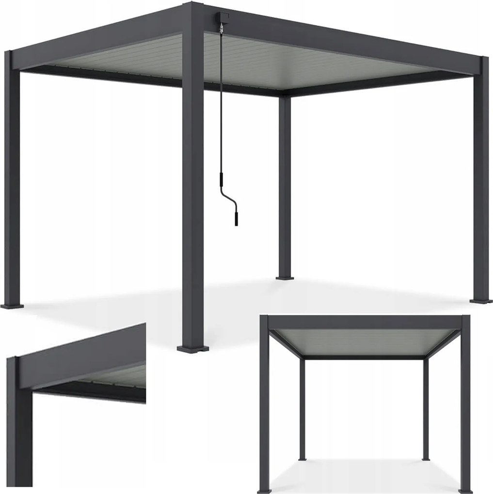 Záhradná terasová pergola ovládaná automaticky Led Elegance 3x4 m