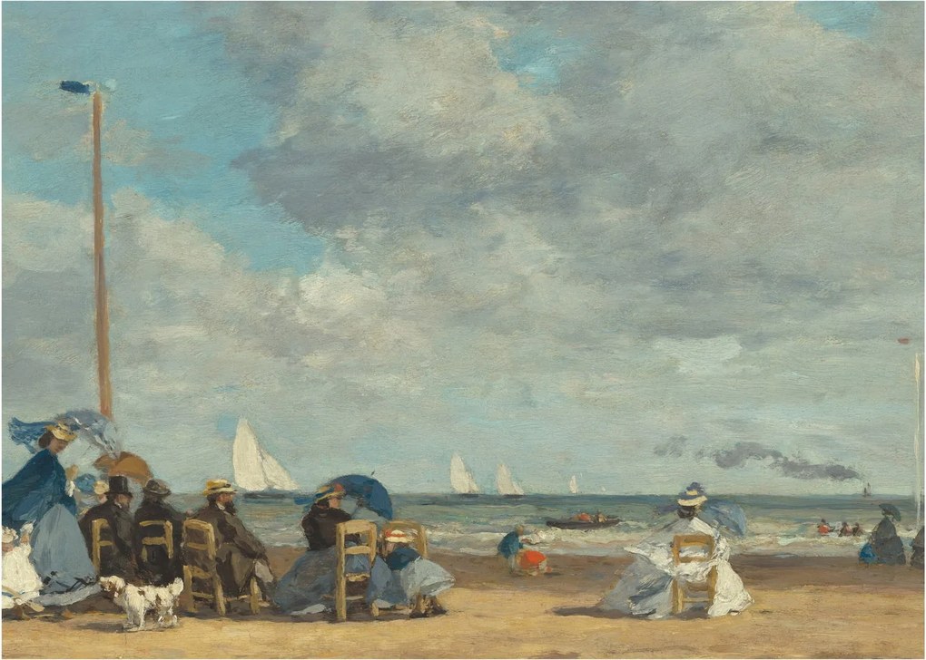 Obraz - Eugène Boudin, Beach at Trouville, reprodukcia (70x50 cm)