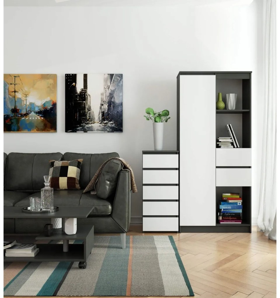 Komoda CL5 40 cm grafitovo šedá/biela