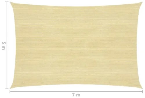 vidaXL Tieniaca plachta 160 g/m², béžová 5x7 m, HDPE-